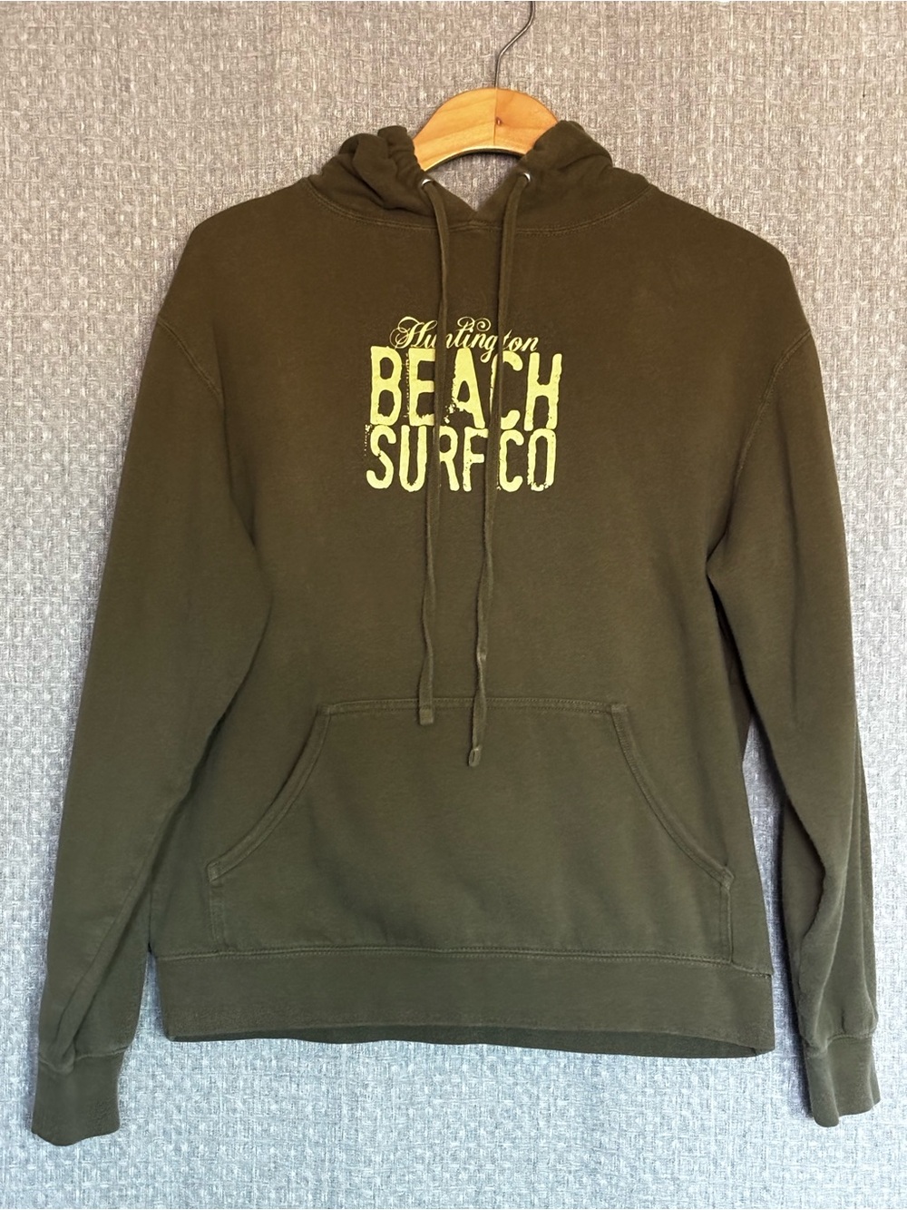 HBSC Huntington Beach Surf Co Olive Green Pullover Hoodie Medium